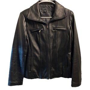 Avanti‎ Womens Genuine Leather Jacket Black Buttery Soft Coat Biker Sz.M EUC